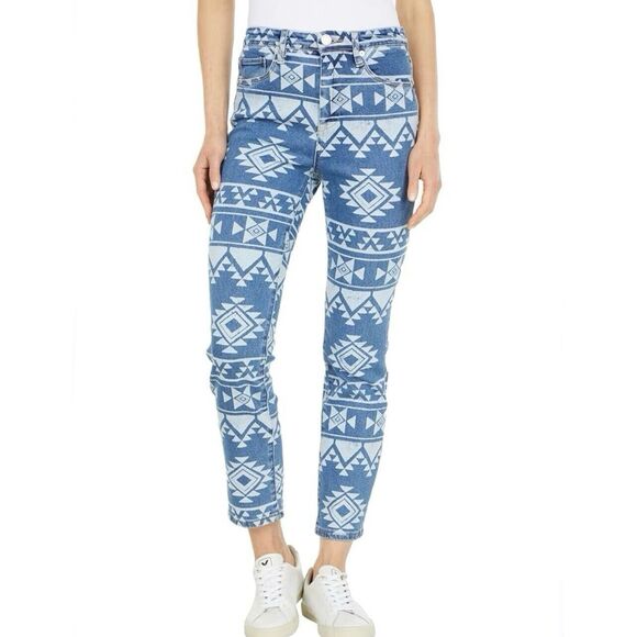 NWT BlankNYC The Madison High Rise Crop Geometric Aztec Print Jeans Size 30 - Picture 1 of 9
